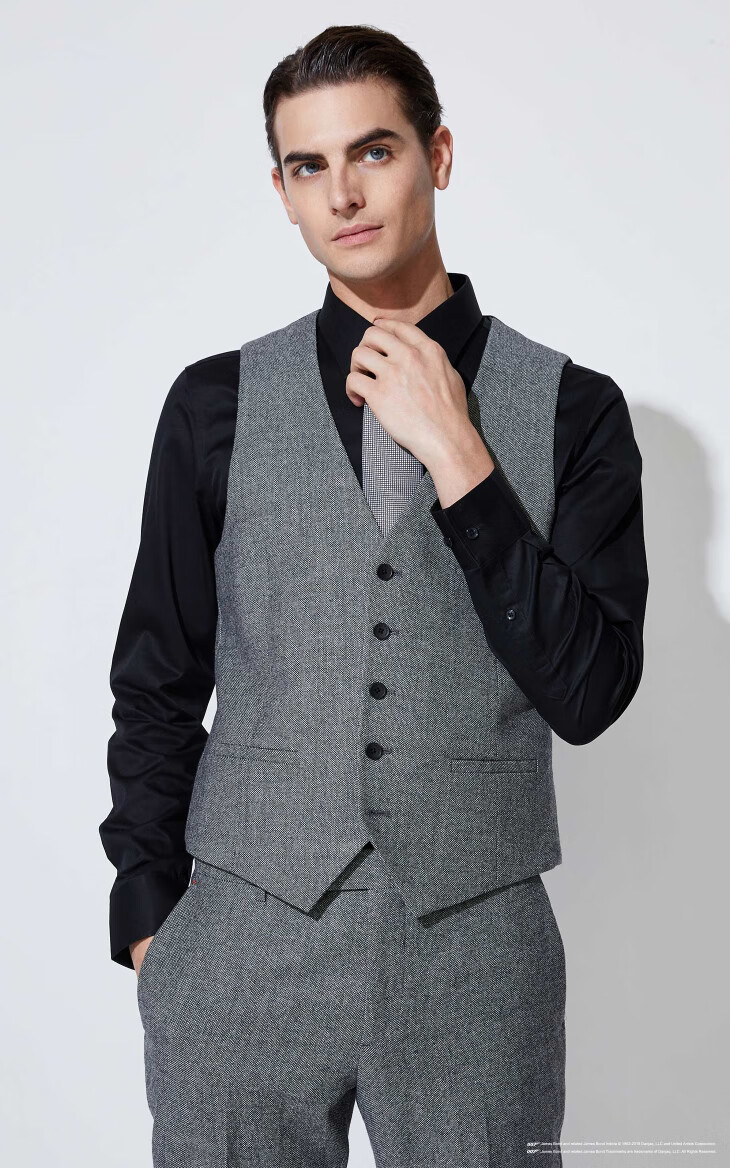 selected思莱德新男纯羊毛邦德联名潮流修身商务马甲l420134502 灰色 