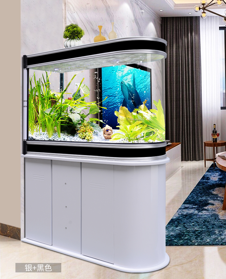 阿诺克鱼缸水族箱子弹头生态缸中大型养鱼缸屏风隔断鞋柜上门安装支持