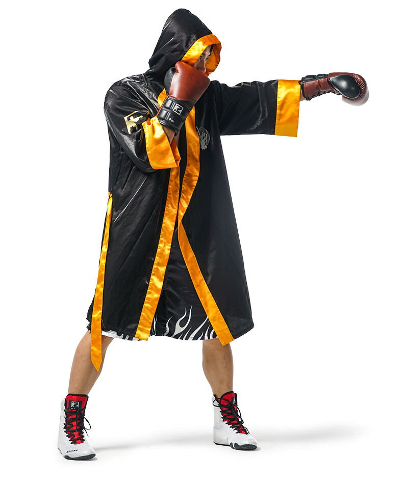拳击袍 2022烫金拳击比赛出场斗篷格斗搏击战袍出场披风泰拳散打连帽