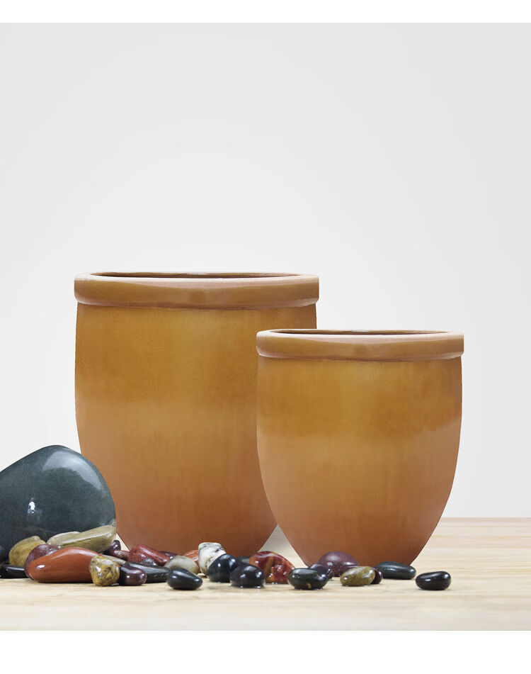 老式大水缸陶瓷家用米桶大号储水缸庭院造景土陶水缸腌菜缸发酵缸 50