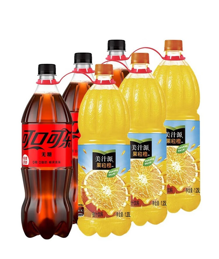 25l*6瓶整箱大瓶家庭聚会装碳酸饮料零度可乐果粒橙夏季餐饮品 组合装