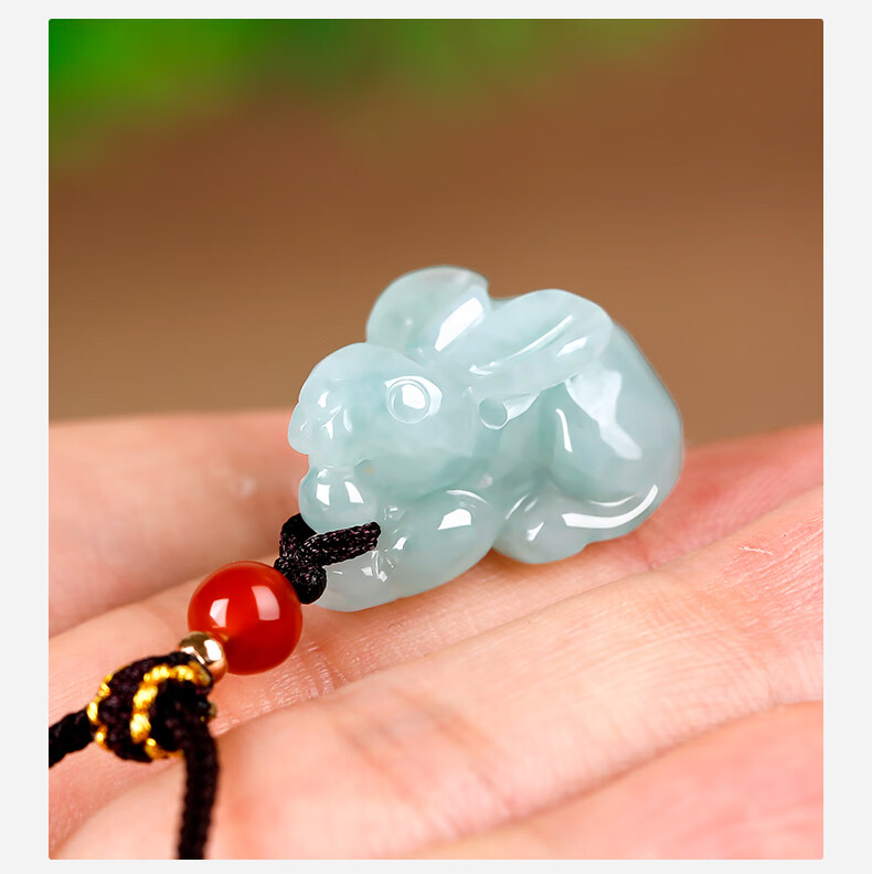 吊坠男女款冰底立体玉兔前途无量送学生送女友生日礼物 翡翠兔子吊坠