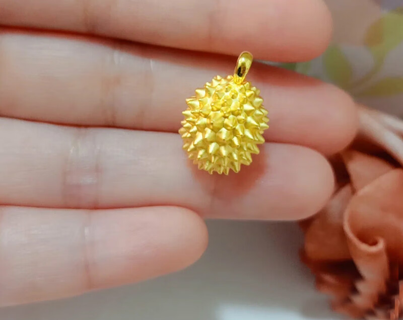 999足金榴莲黄金吊坠水果坠子榴莲忘返项链锁骨链七夕情人节礼物