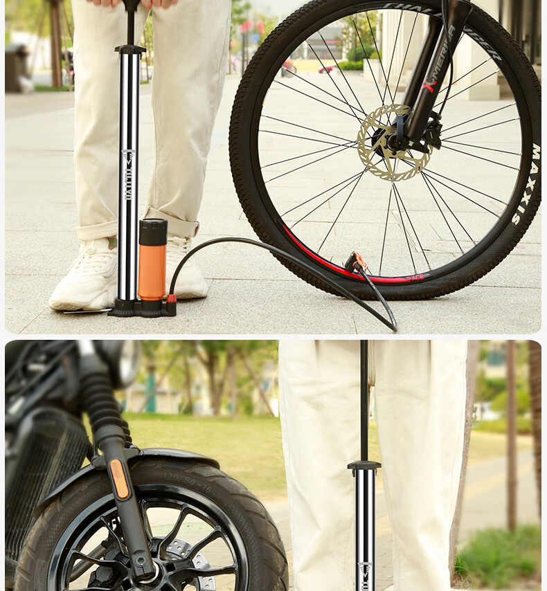 电动车打气筒电瓶车家用摩托车充气筒高压便携气管子开卷篮球通用短款