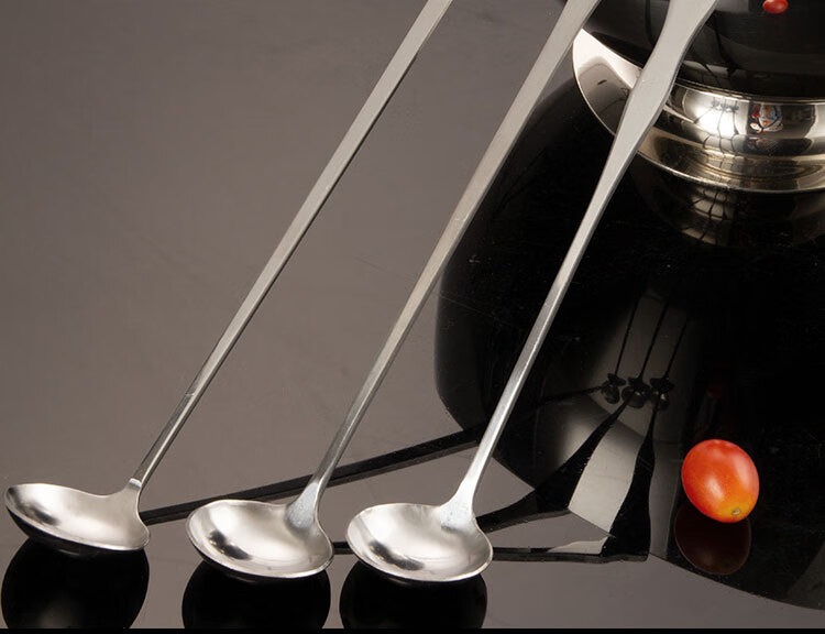 小庆长柄勺搅拌勺厨师专用调料勺304不锈钢商用烹饪火锅调味勺弯头小