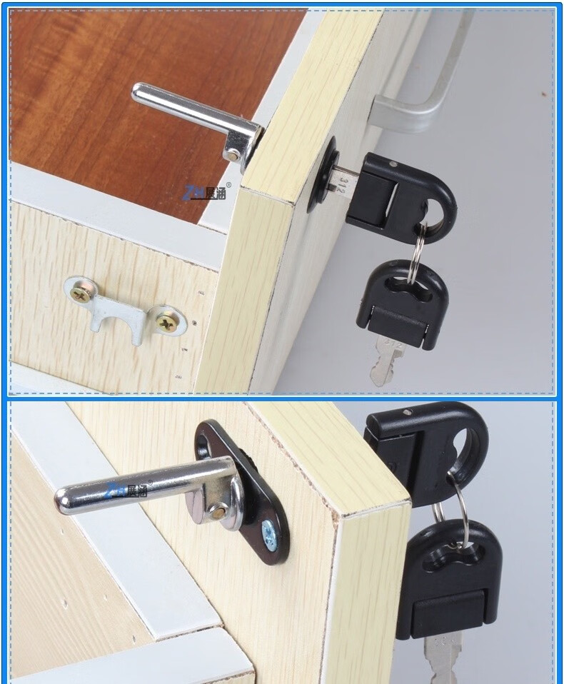 办公桌抽屉锁五金 三联锁头文件柜锁一锁三抽屉锁联动柜子锁 19mm芯