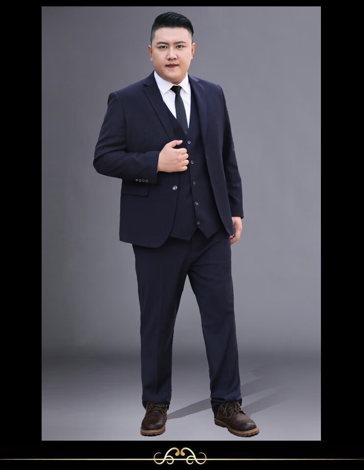 花花公子playboy高端品牌加肥加大码胖子双排扣西装套装胖人婚礼西服