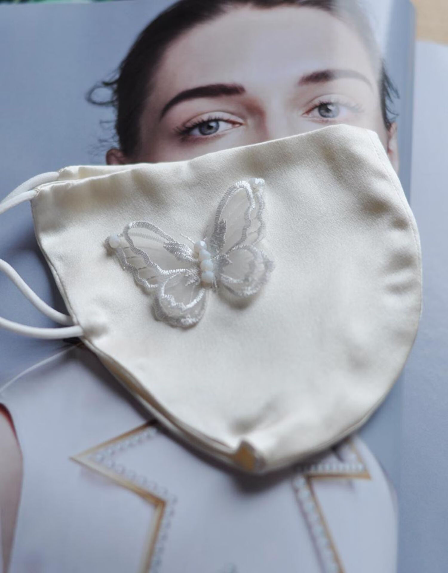 高档真丝口罩蚕丝真丝口罩夏季防晒桑蚕丝绣花刺绣口罩女防紫外线立体