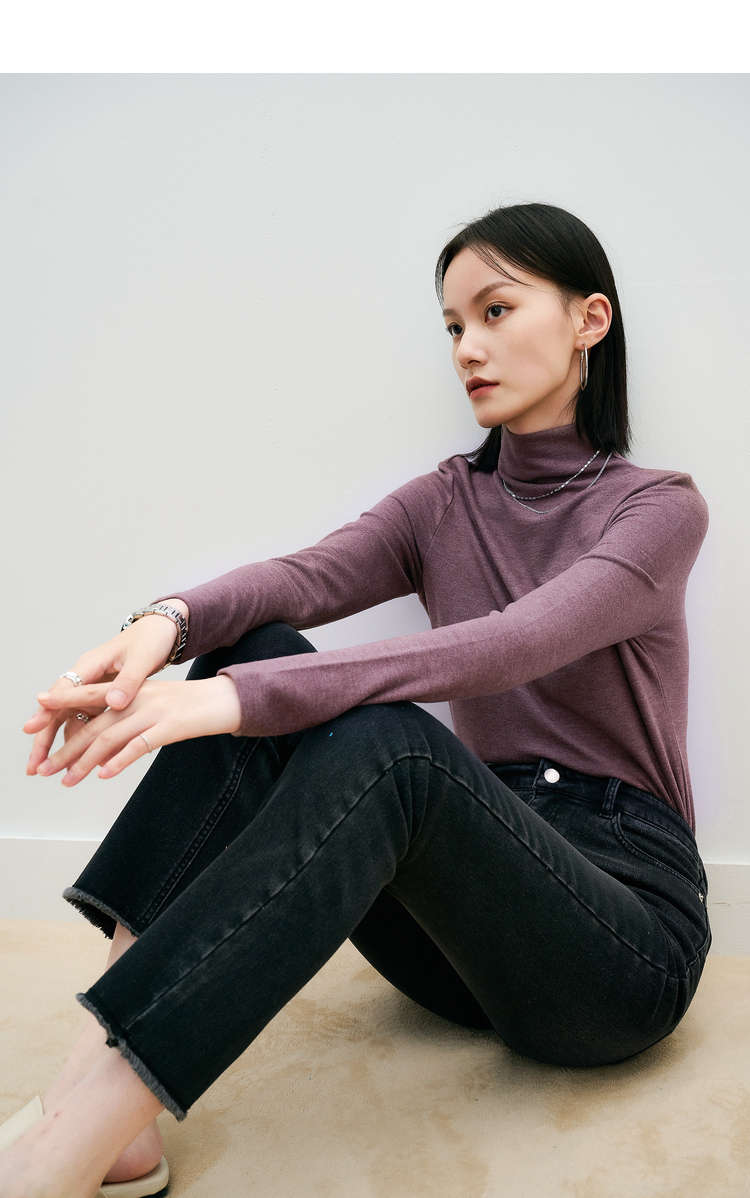 初棉氨基酸美肤半高领打底衫女冬季保暖长袖打底t恤含蚕丝摩卡色xl