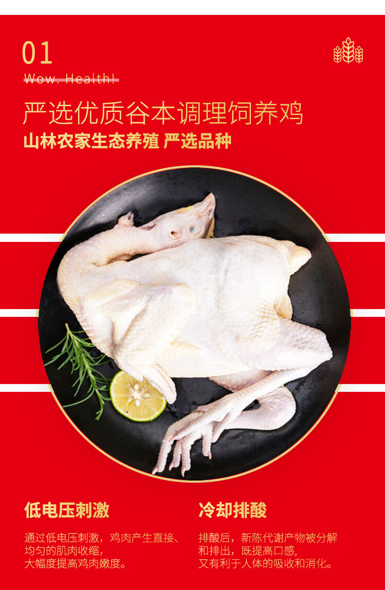 中润长江三黄鸡900g2只山林散养土鸡冷冻锁鲜农家谷物喂养走地鸡