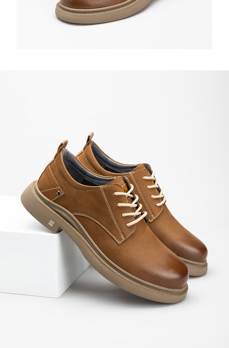 cele策乐工装鞋男真皮休闲皮鞋秋冬季马丁靴男款低帮复古英伦百搭