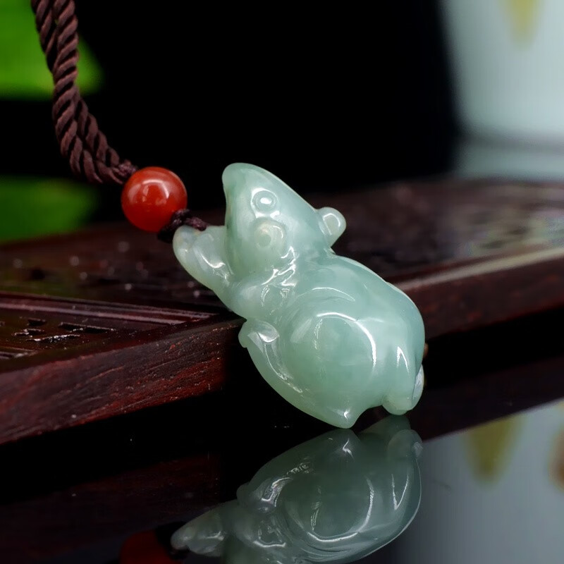 小小钰油青天然a货翡翠鼠挂件a货缅甸玉鼠吊坠立体生肖小老鼠玉佩