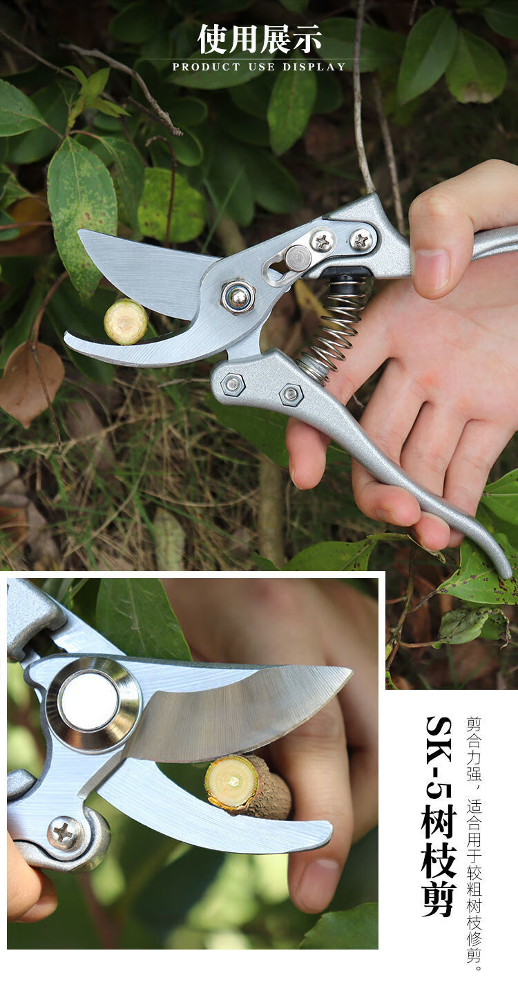 不锈钢树枝剪粗枝剪园林果树剪嫁接园艺剪刀省力修枝剪摘果剪工具 k