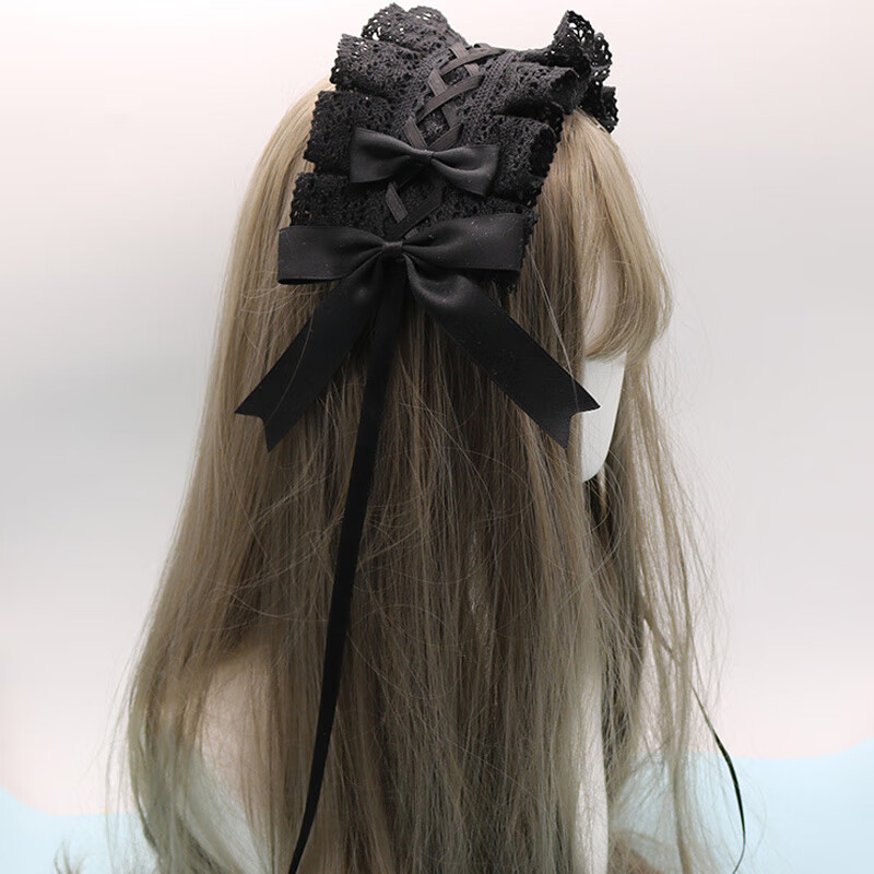 ita发带洛丽塔可搭夏日茶会小物哥特搞死暗黑猫与情书lo娘发饰黑色