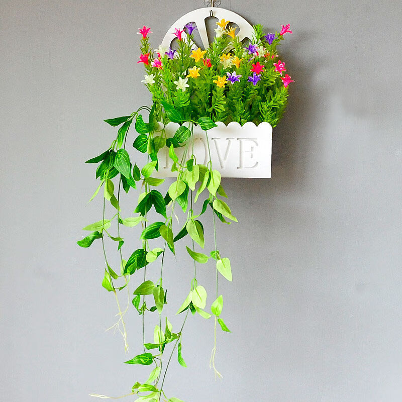 家饰挂墙花挂篮花艺吊篮花篮假花花卉仿真花墙面装饰品壁挂 秋蔷薇