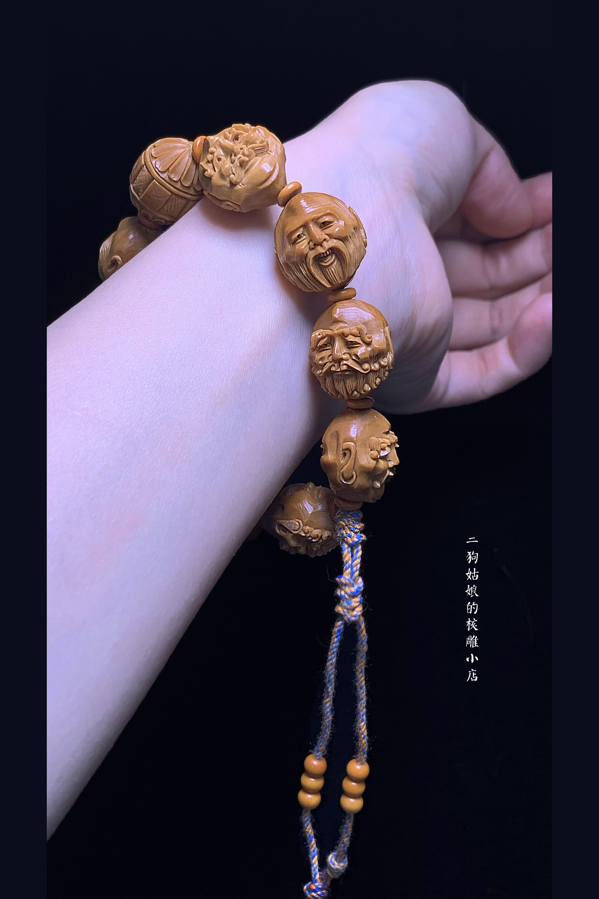 微韵须派双面十八罗汉手串男士纯手工橄榄核雕刻文玩1820文玩礼物图片