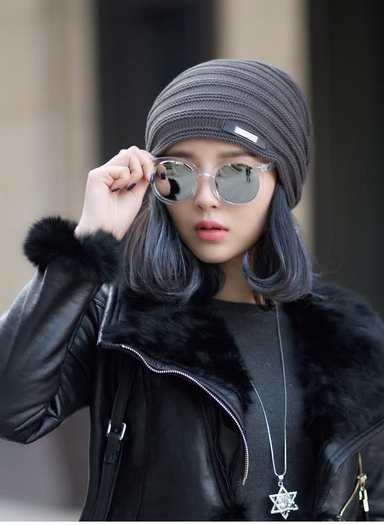 恒源祥帽子女秋冬韩版潮百搭女士冬天保暖堆堆帽时尚冬季包头月子毛线