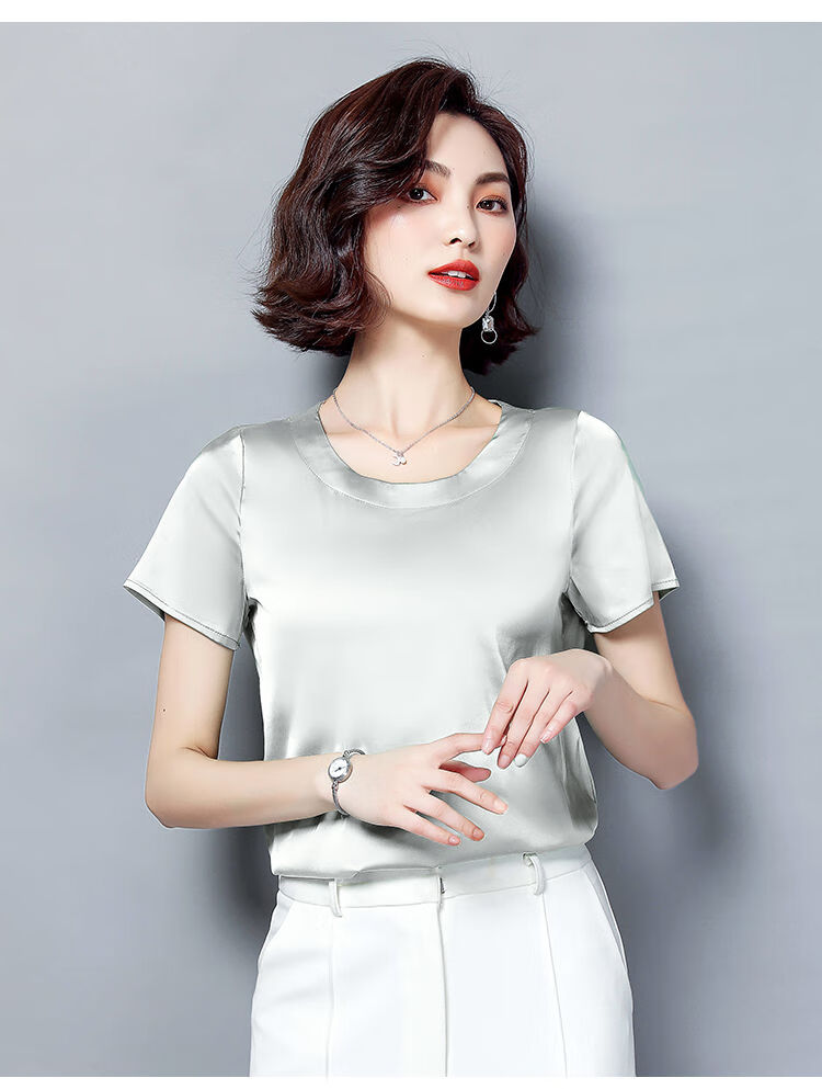 特价高端真丝上衣女桑蚕丝短袖t恤2020年夏半袖丝绸女款时上高端洋气
