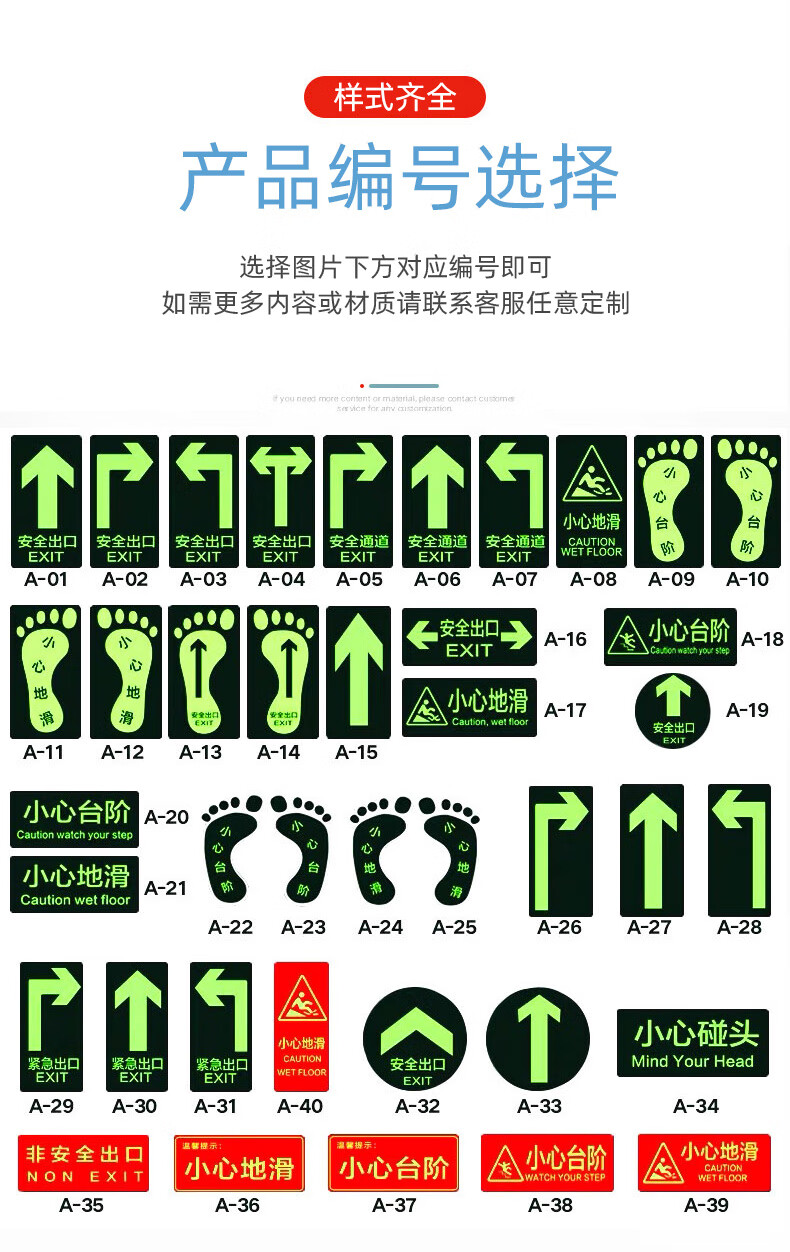 安全出口指示牌貼紙夜光牆貼標識牌地貼疏散指示標誌牌標識消防通道