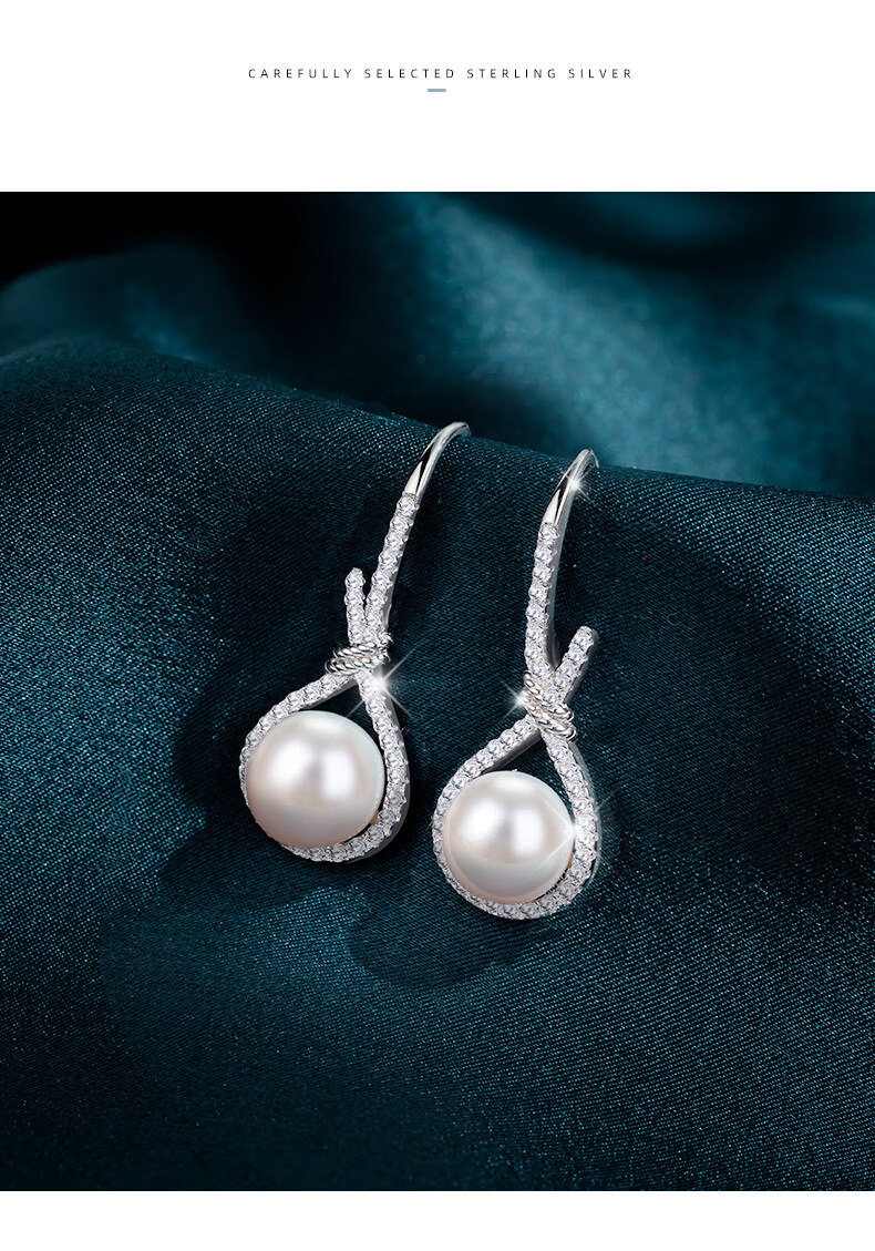 翰德思hcntes项链女珍珠坠子纯s925银三八妇女节礼物