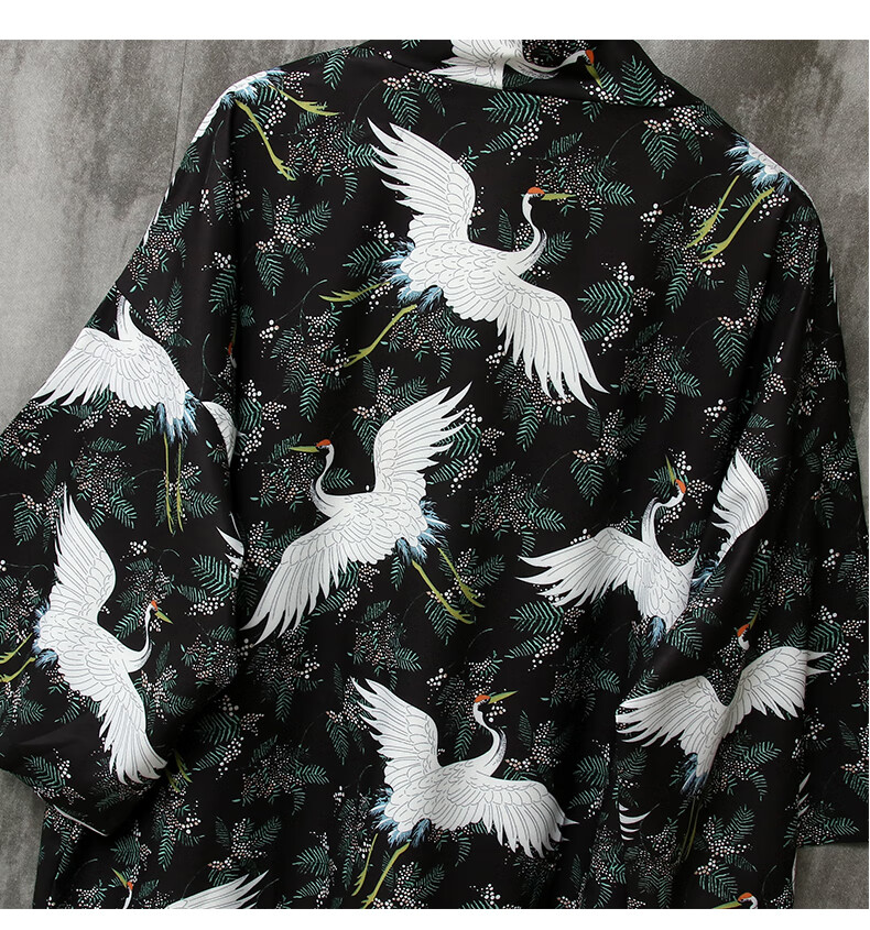 仙鹤衬衫男国潮七分袖外套夏宽松中国风浮世绘道袍很仙的防晒开衫飞鹤