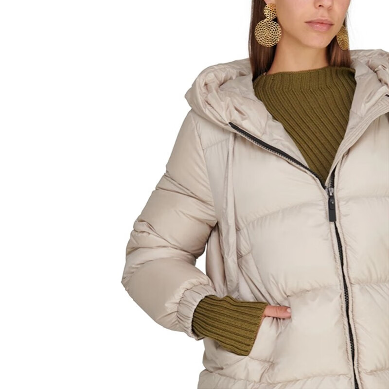 【圣诞礼物】maxmara麦丝玛拉女士浅粉色时尚抽绳连帽羽绒服面包服