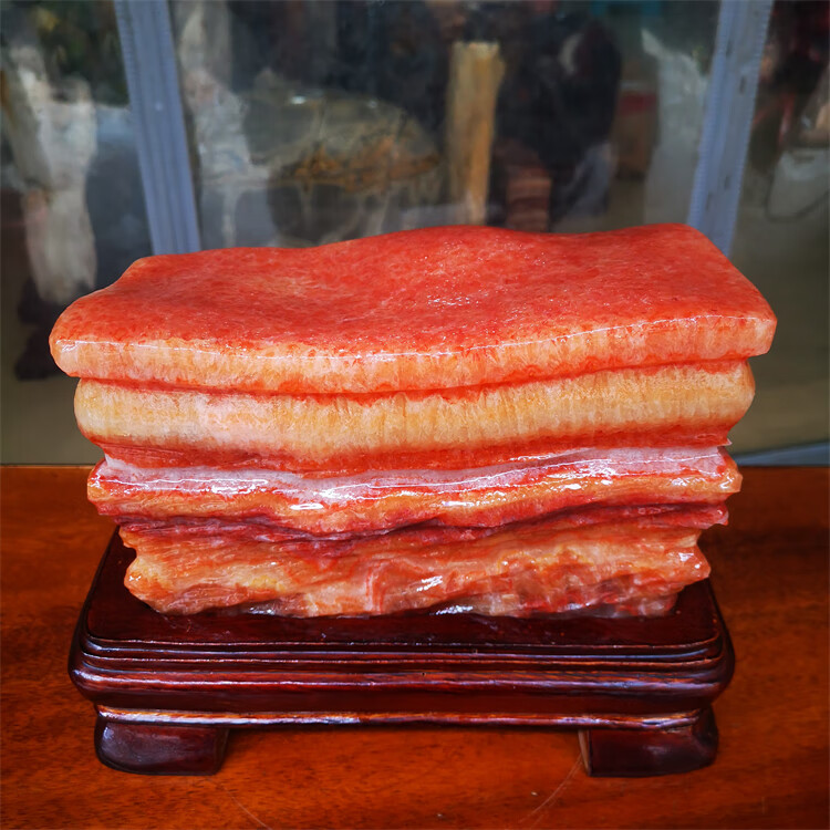 天然猪肉观赏石 奇石矿石天然猪肉石红烧肉东坡肉五花肉石观赏石家居