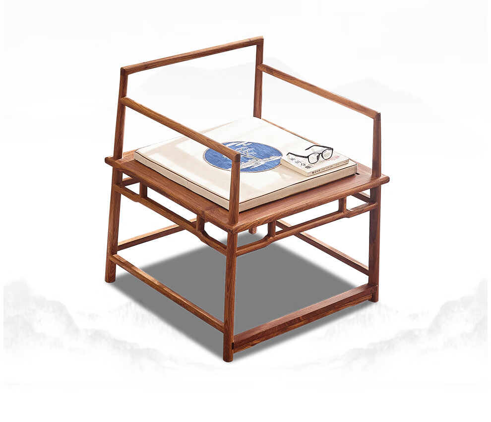 蒙地亚红木家具非洲花梨学名刺猬紫檀明式打座椅新中式禅椅围椅圈椅