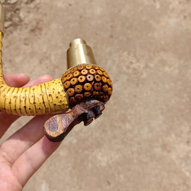 竹节烟杆老式手工烟杆竹根旱烟袋锅烟枪配礼品礼物人工黑竹子烟杆1根