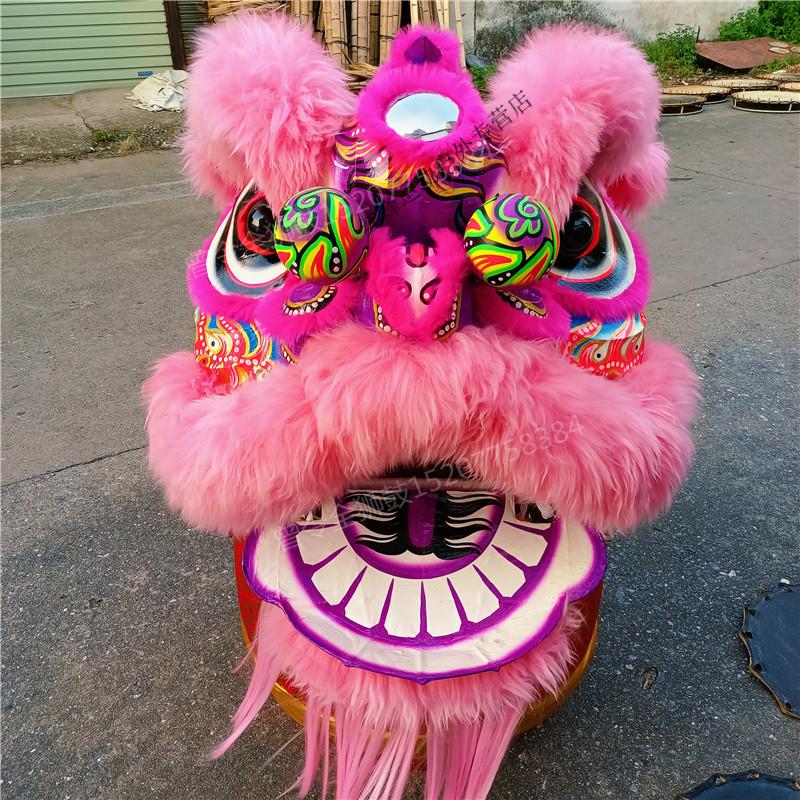 舞狮头 传统舞狮全套 南狮 醒狮 全澳洲羊毛 佛装舞狮子狮头 大红(一