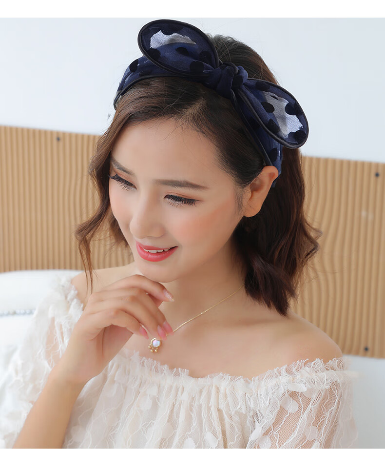 haoba波点发箍韩国少女甜美简约发卡网红洗脸发带头箍百搭外出压发