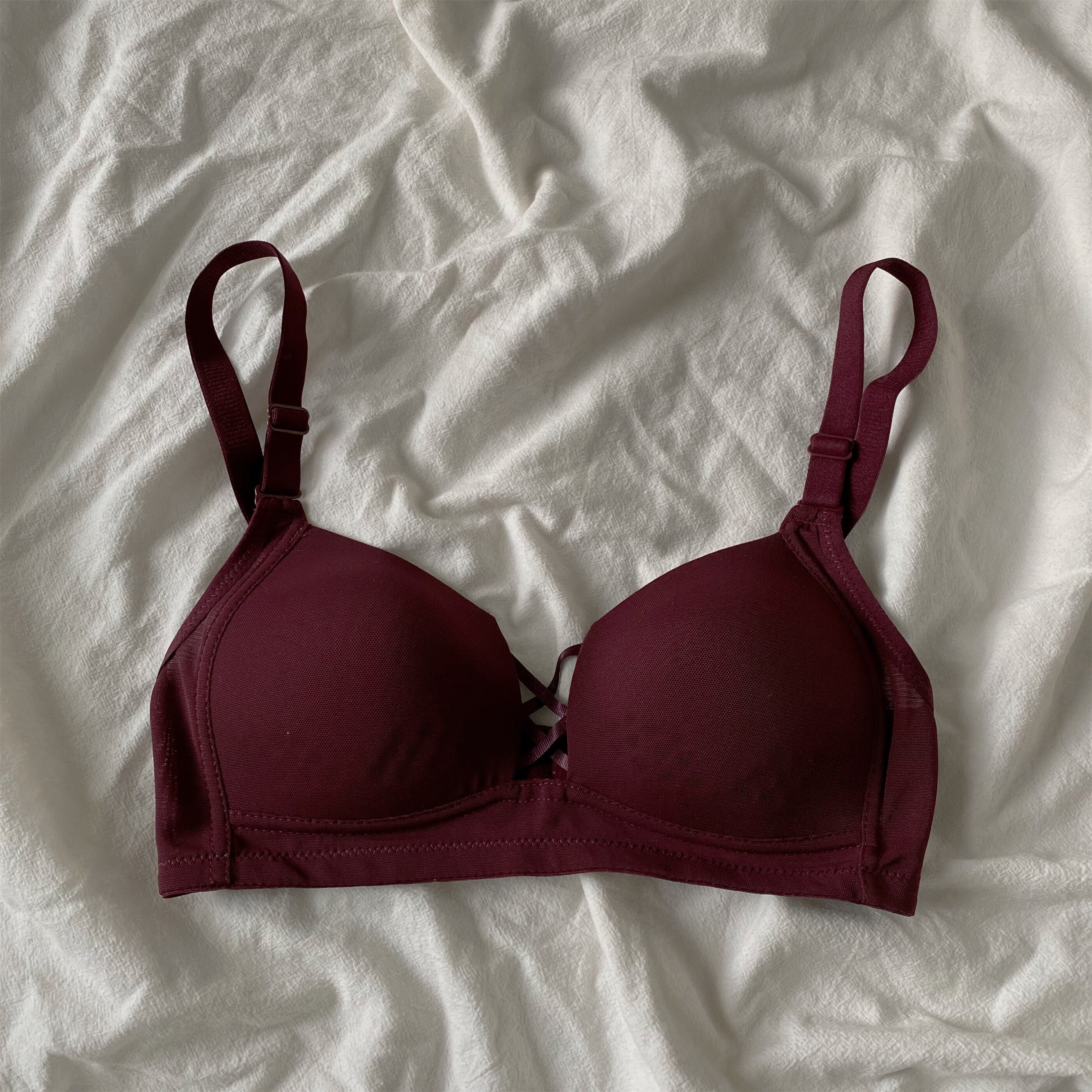 女学生bra小胸防滑抹胸无钢圈裹胸内衣聚扰纹胸衣 黑色 34/75ab通杯