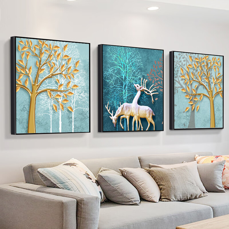 【lism】客厅装饰画现代简约沙发背景墙挂画卧室餐厅墙画壁画三联画挂