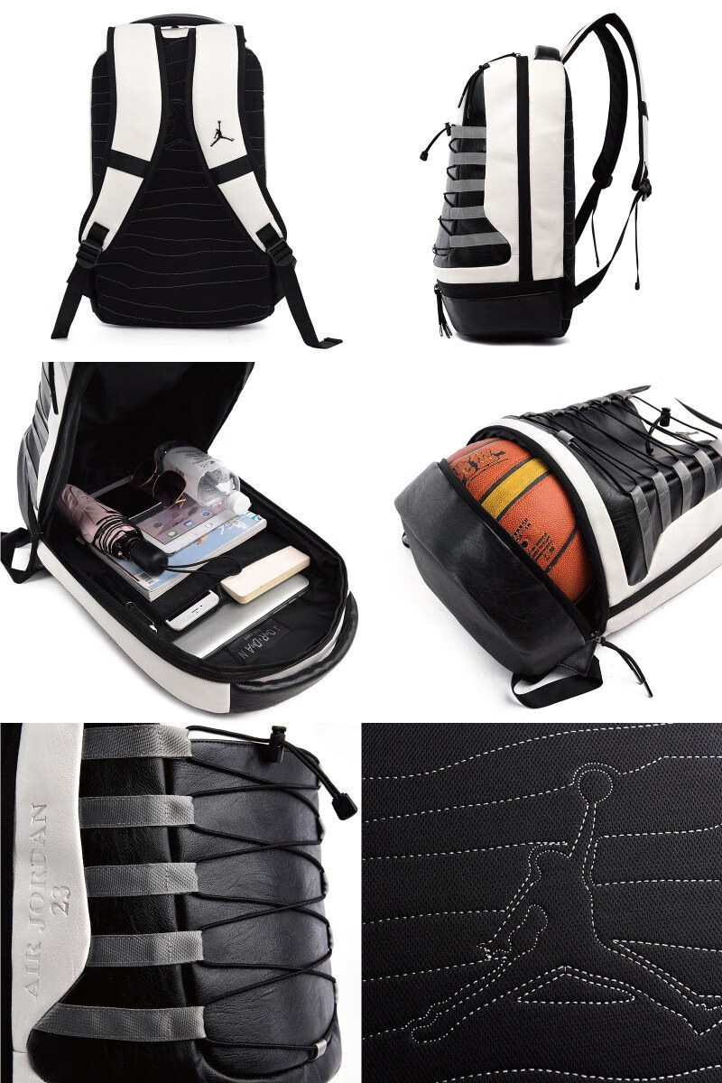 耐克联名同款aj3黑白爆裂潮流双肩背包男学生书包飞人运动训练骑行