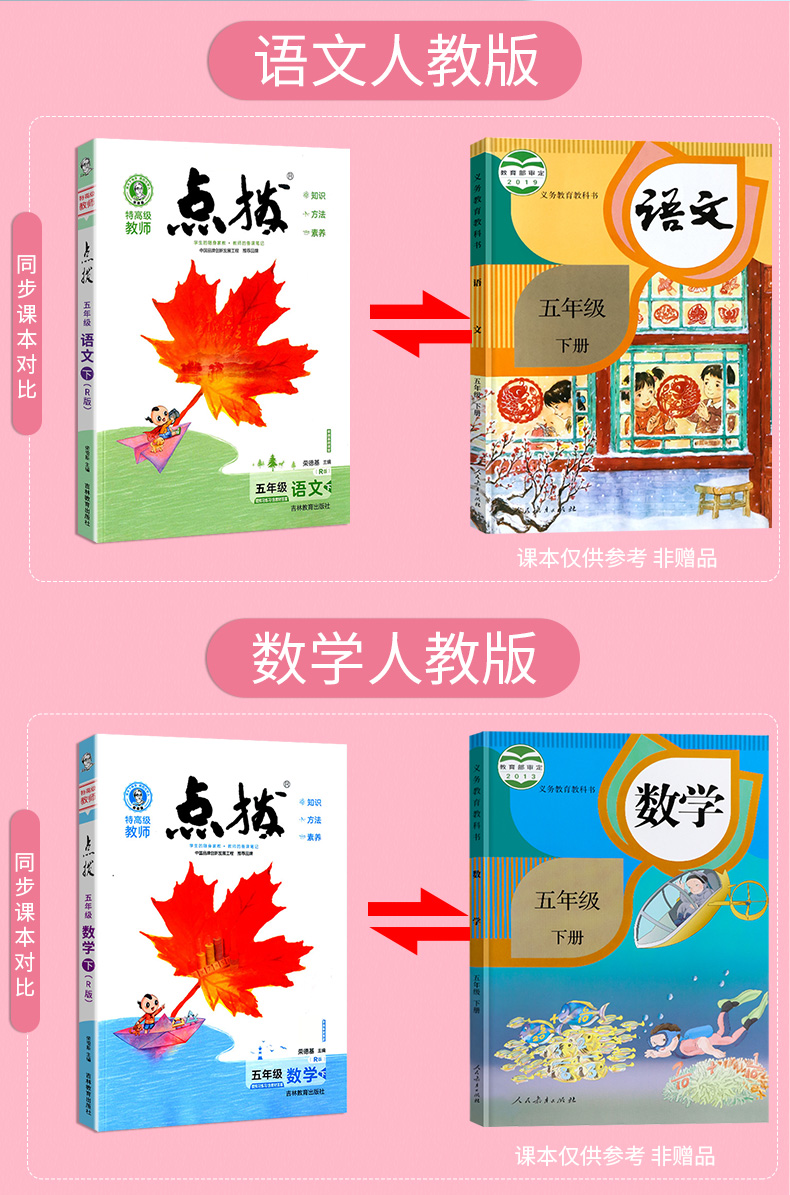 2022新版荣德基点拨五年级下册语文数学英语部编版人教版北师版小学生