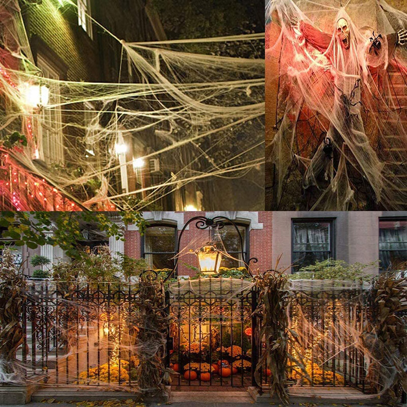 万圣节装饰蜘蛛棉鬼屋酒吧ktv场景布置蜘蛛丝蜘蛛网密室逃脱道具网红