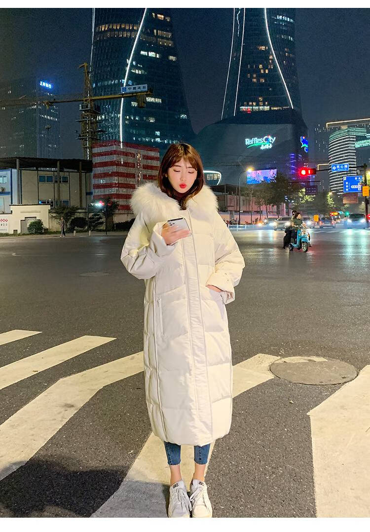 恒源祥羽绒服女新款韩版过膝中长款时尚冬季女式百搭外套女士气质保暖