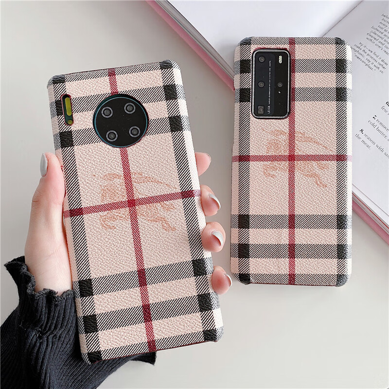 欧美burberry华为mate30手机壳p30pro皮质p40巴宝莉格子 p30pro巴宝格