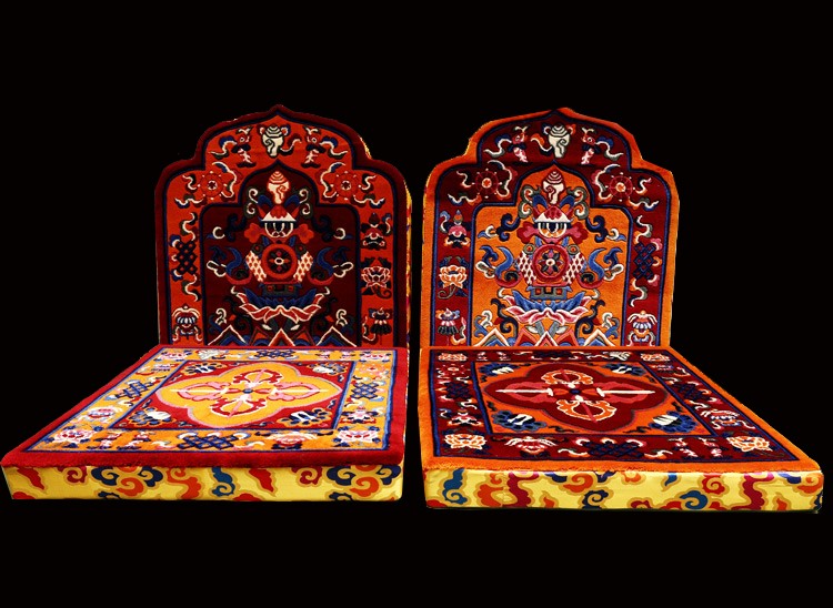 欧映藏式坐垫羊毛八吉祥上师法座靠背打坐垫拜垫柔软舒适上师打坐垫