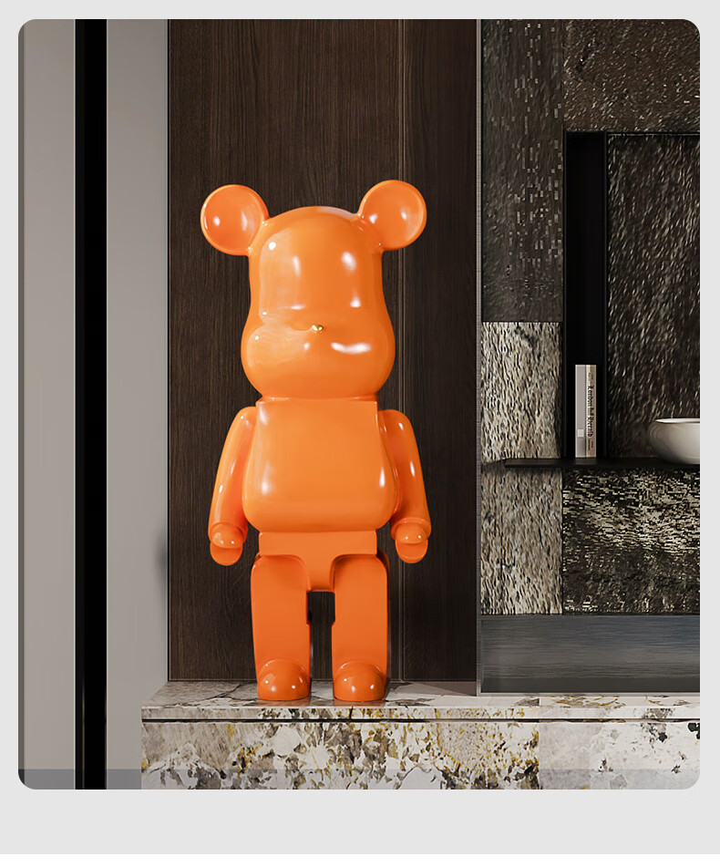 网红暴力熊大摆件橙色客厅大型落地电视柜旁边家居装饰品大号公仔