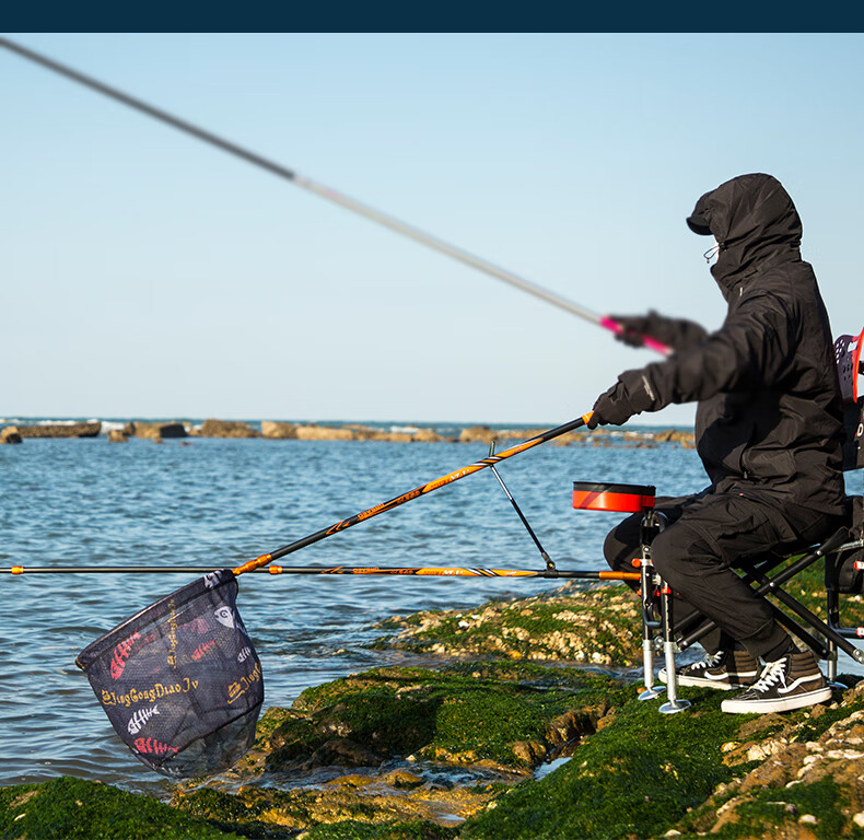 Grsaed Carbon Fiber Landing Net Pole, Ultra-Light And Ultra-Hard Telescopic Landing Net Rod, Complete Fishing Landing Net Set with Fish Net, 3.0 Meters, Orange 30