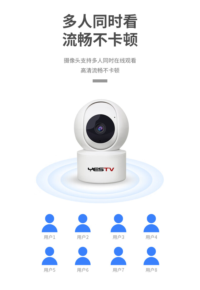 雅视威yestv监控摄像头wifi网络家用监控器手机远程高清监控设备套装8