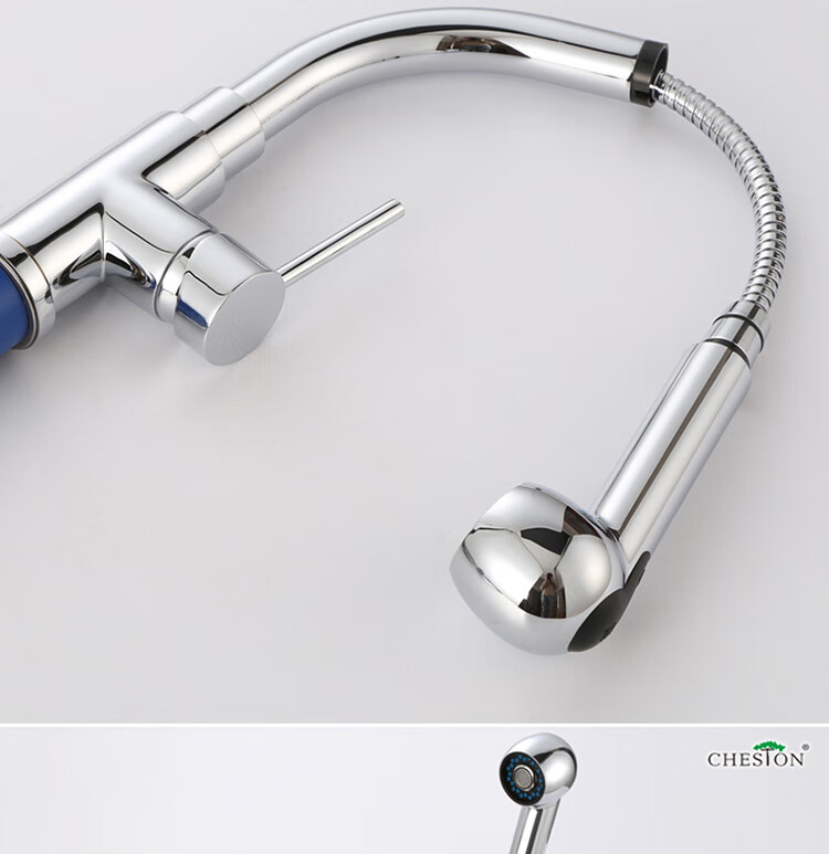 拉伸式面盆龙头全铜洗头龙头冷热延伸厨房水龙头伸缩可抽拉式软管清笒