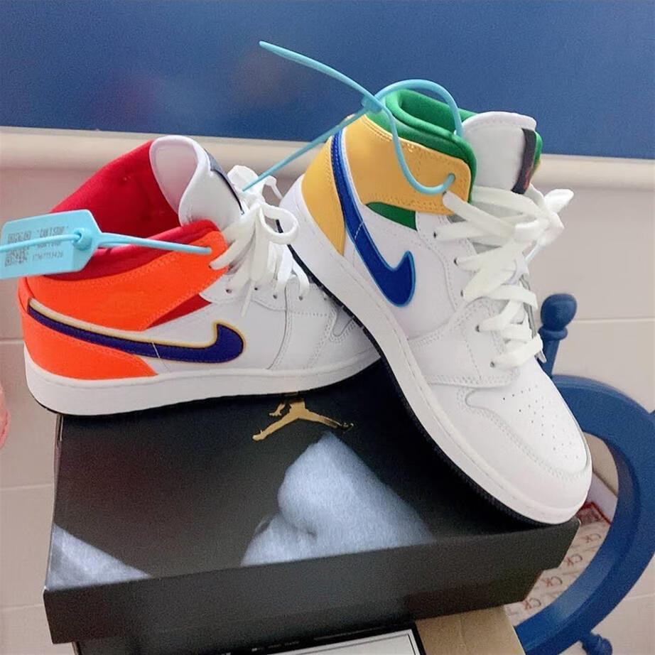 air 乔 1 mid aj1 糖果黄橙鸳鸯 桑德紫 黑绿脚趾 情侣高帮篮球鞋