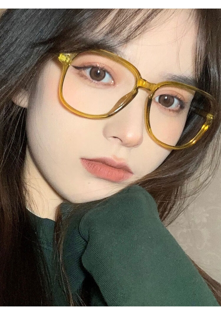 素颜黑框眼镜女韩版潮风可配有度数近视眼镜框网红复古 黑色框 无度数