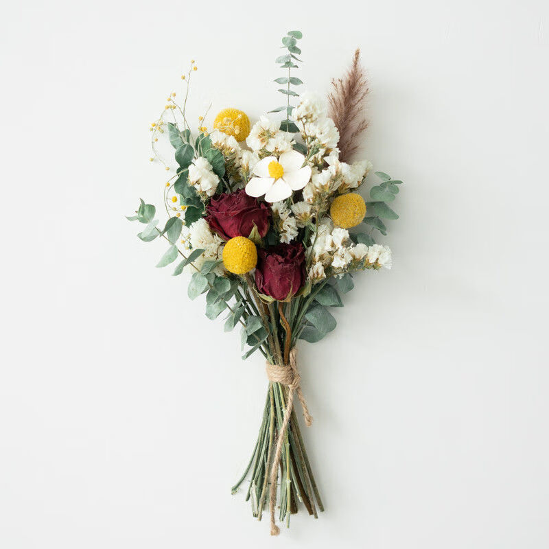 玫瑰尤加利雏菊干花花束客厅玄关摆件ins北欧风拍照道具diy插花sn2684