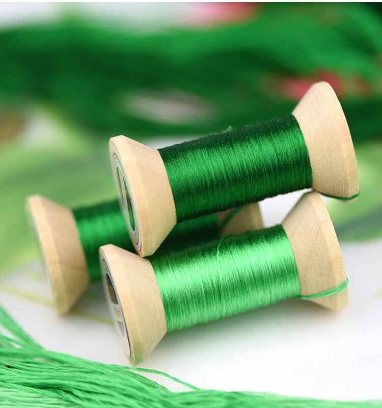 绣匠手工苏绣湘绣桑蚕丝绣花线真丝手工绣线常用绿色系苹果绿1号