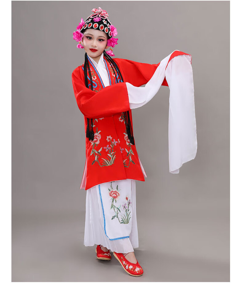 小荷风采儿童演出服京剧戏服儿童俏花旦演出服戏曲服装唱戏衣服水袖