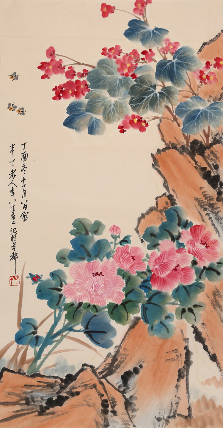 名家陈半丁花鸟字画三尺竖幅写意书画纯手绘古玩名人国画作品收藏纯