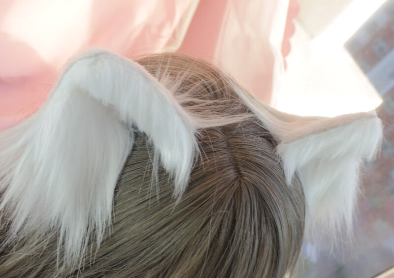 猫耳cos仿真兽耳猫耳边夹kc可爱毛绒耳朵ita动物特色发箍纯灰色边夹一